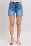 Full Size 2 Button Denim Shorts with Pockets Plus Size