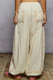 Embroidered Floral Joggers with Elegant Lace Detailing