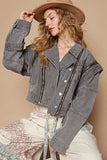 Denim Crop Jacket with Stylish Zipper Accents