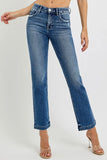 Full Size Mid Rise Elastic Waist Vintage-Inspired Straight Jeans