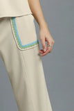 Drawstring Cargo Pants with Turquoise Accent Trim