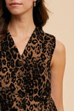 Stretch Leopard Denim Button Down Vest