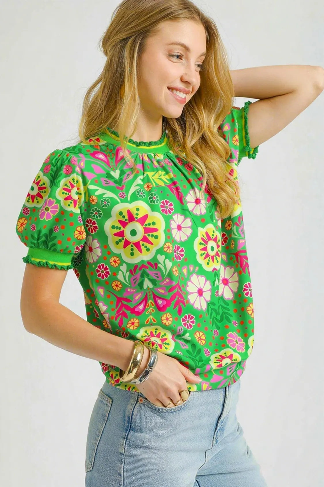 Botanical Puff Sleeve Blouse