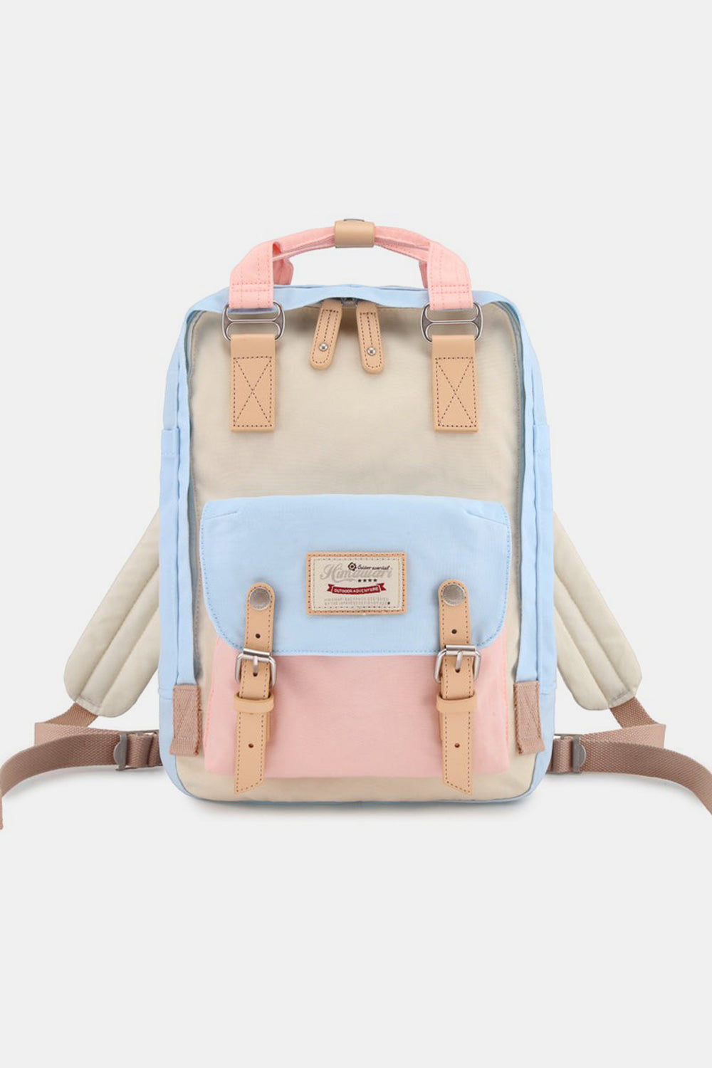 Contrast Waterproof Nylon Backpack Bag - Brown