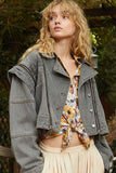 Denim Crop Jacket with Stylish Zipper Accents
