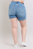 High Waist Vintage Wash Drawstring Denim Shorts
