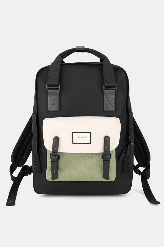 Waterproof Canvas Backpack Bag with Handles - Black/White