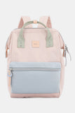 Water Resistant Canvas Backpack Bag with Side Pockets - Grey/Khaki