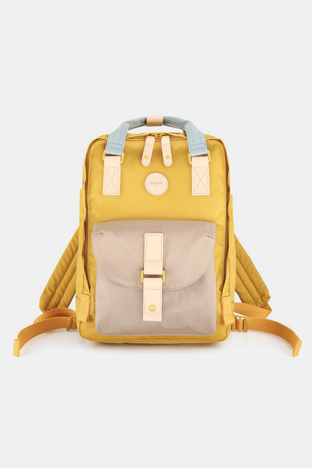 Contrast Waterproof Canvas Backpack Bag with Round Label - Lavender