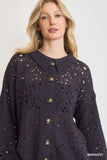Eyelet Lace Button-Front Cardigan