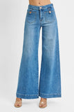 Full Size Mid Rise Wide Leg Front Pocket Denim