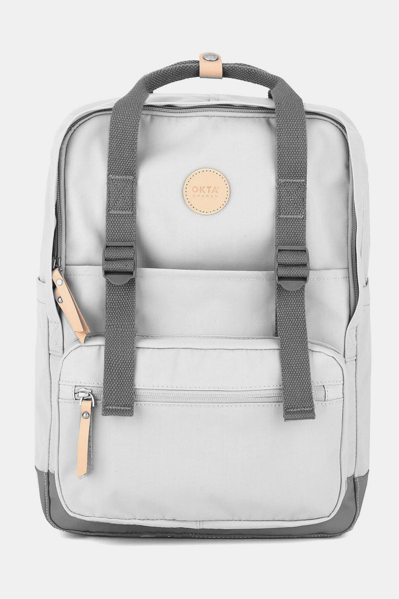 Waterproof Canvas Backpack Bag with Side Pockets - Light Gray