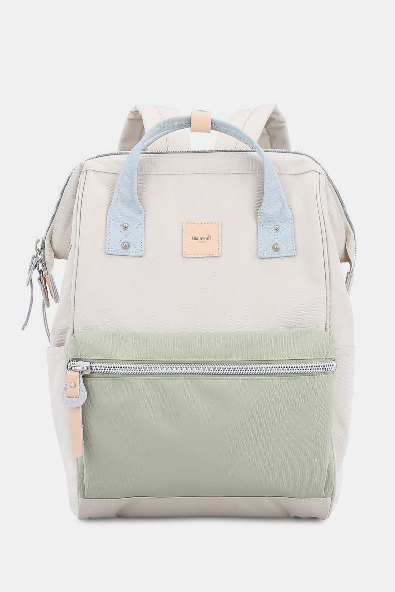 Water Resistant Canvas Backpack Bag with Side Pockets - Camel/Khaki