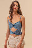 Rayon Span Jersey Knit Double Twist Front Cami Top