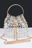 Elegant PVC Bucket Bag with Pearl Embellishments