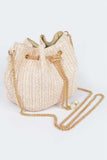 Chic Bucket-Style Faux Straw Shoulder Bag