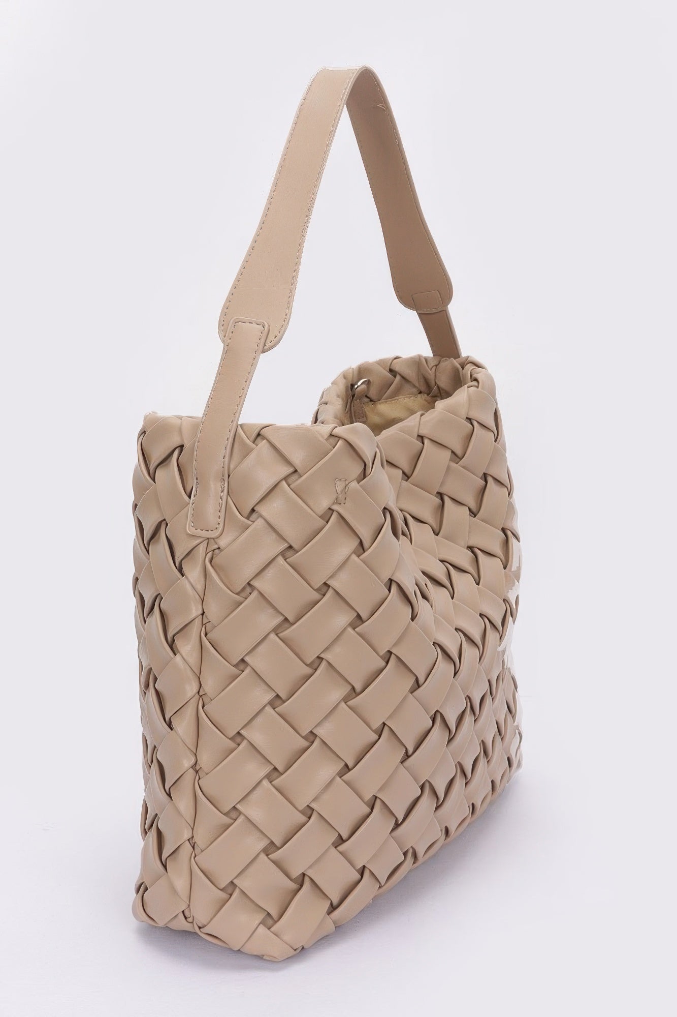 Braided Textured Faux Leather Shoulder Bag