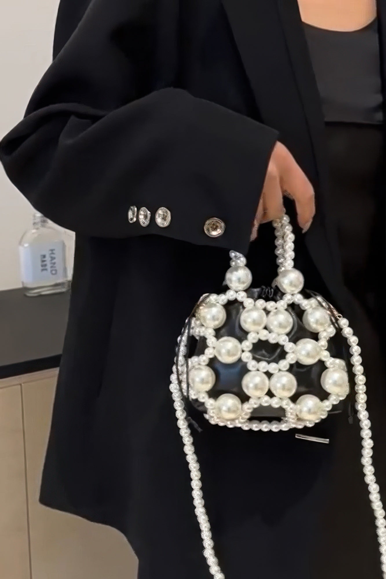 Elegant Faux Pearl Evening Clutch with Organizer