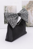 Glamorous Rhinestone Bow Satin Handle Evening Clutch