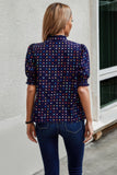 Polka Dot Print Puff Sleeve Loose Shirt