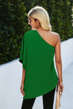 Solid Asymmetrical Collar Dolman Tunic Top