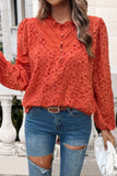 Embroidered Lace Button Down Hollow Out Shirt