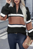 Half Zip Striped Knit Relaxed Fit Pullover