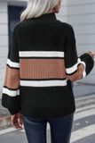 Half Zip Striped Knit Relaxed Fit Pullover