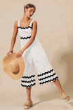 Scallop Ric Rac Adorned Wide Legged Jumpsuit