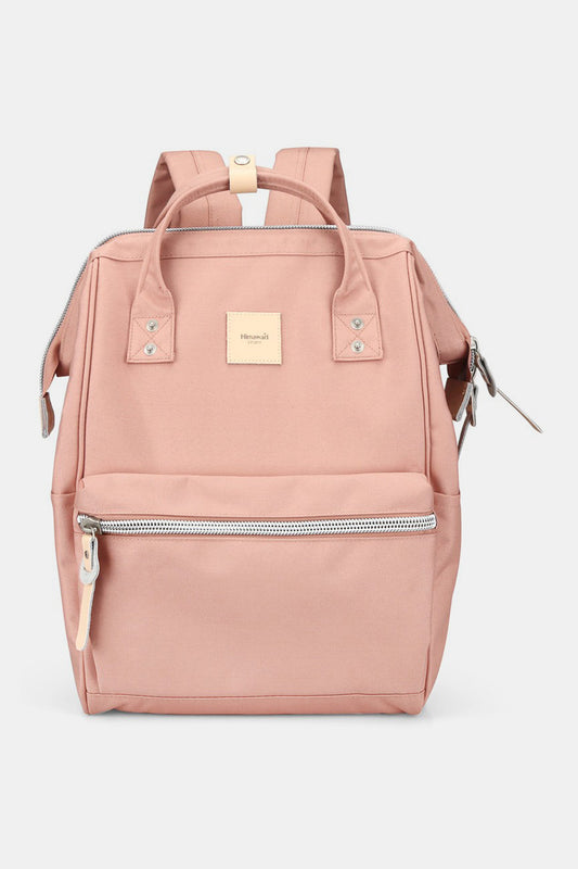 Water Resistant Canvas Backpack Bag with Side Pockets - Pink