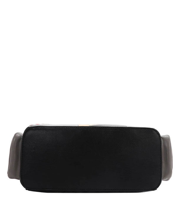 Eco-Leather Handbag with Side Pockets
