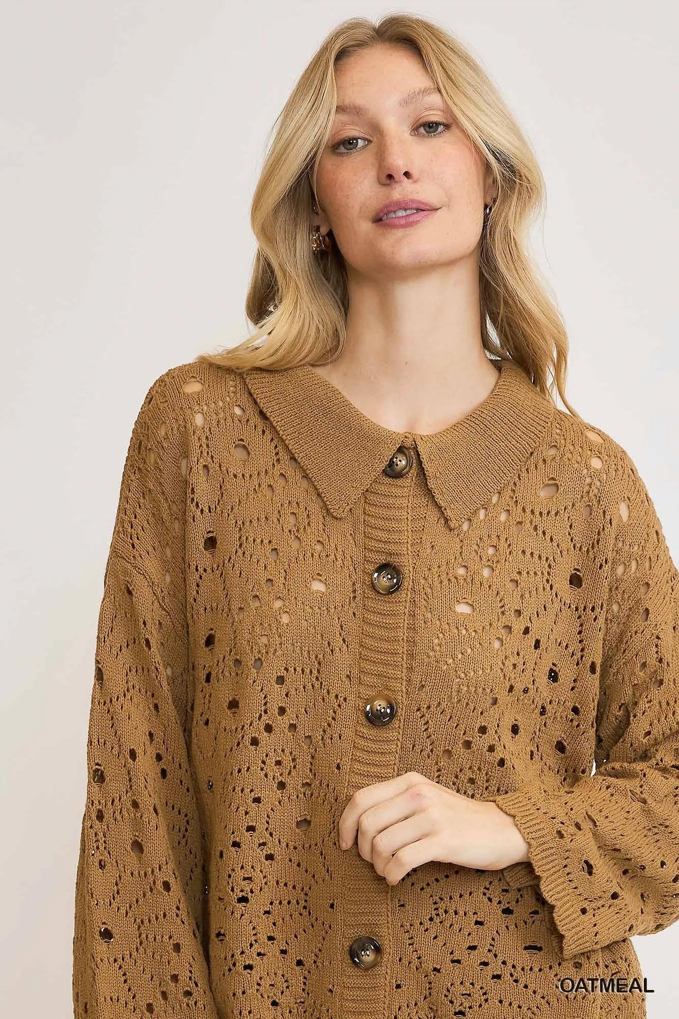 Oversized Button-Up Knit Cardigan