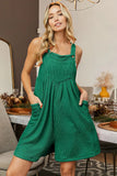 Crinkle Ribbed Wide Leg Short Romper