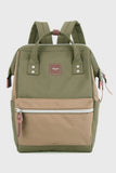 Water Resistant Canvas Backpack Bag with Side Pockets - Purple/Cream