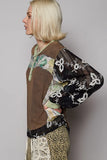 Crochet Sleeve Artistic Patchwork Button Detail Blouse