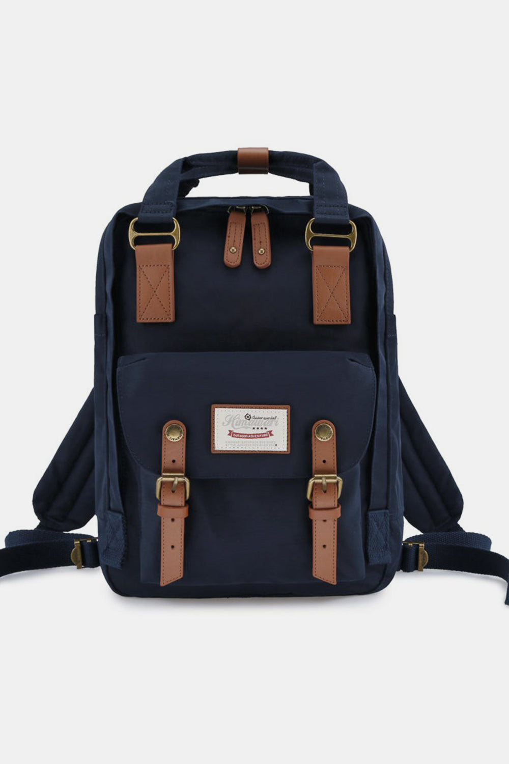 Contrast Waterproof Nylon Backpack Bag - Beige/Grey