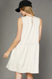 Relaxed Fit Sleeveless Mini Dress with Drawstring Waist