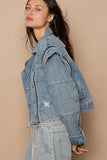Oversized Cropped Jacket with Edgy Zipper Accents
