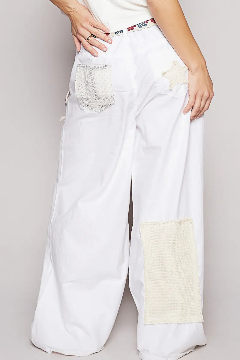 Mesh Star Patch Boho Wide Leg Jeans