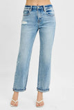 High Waist Ankle-Cut Relaxed Distressed Jeans