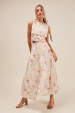 Floral Patterned Crop Top and Maxi Skirt Ensemble