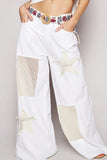 Mesh Star Patch Boho Wide Leg Jeans