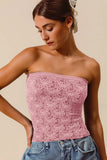 Floral Jacquard Two-Tone Seamless Tube Tank Top