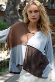 Contemporary Blocked Notched Long Sleeve Tee