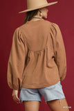 Chic Notched Blouse with Elegant Balloon Sleeves