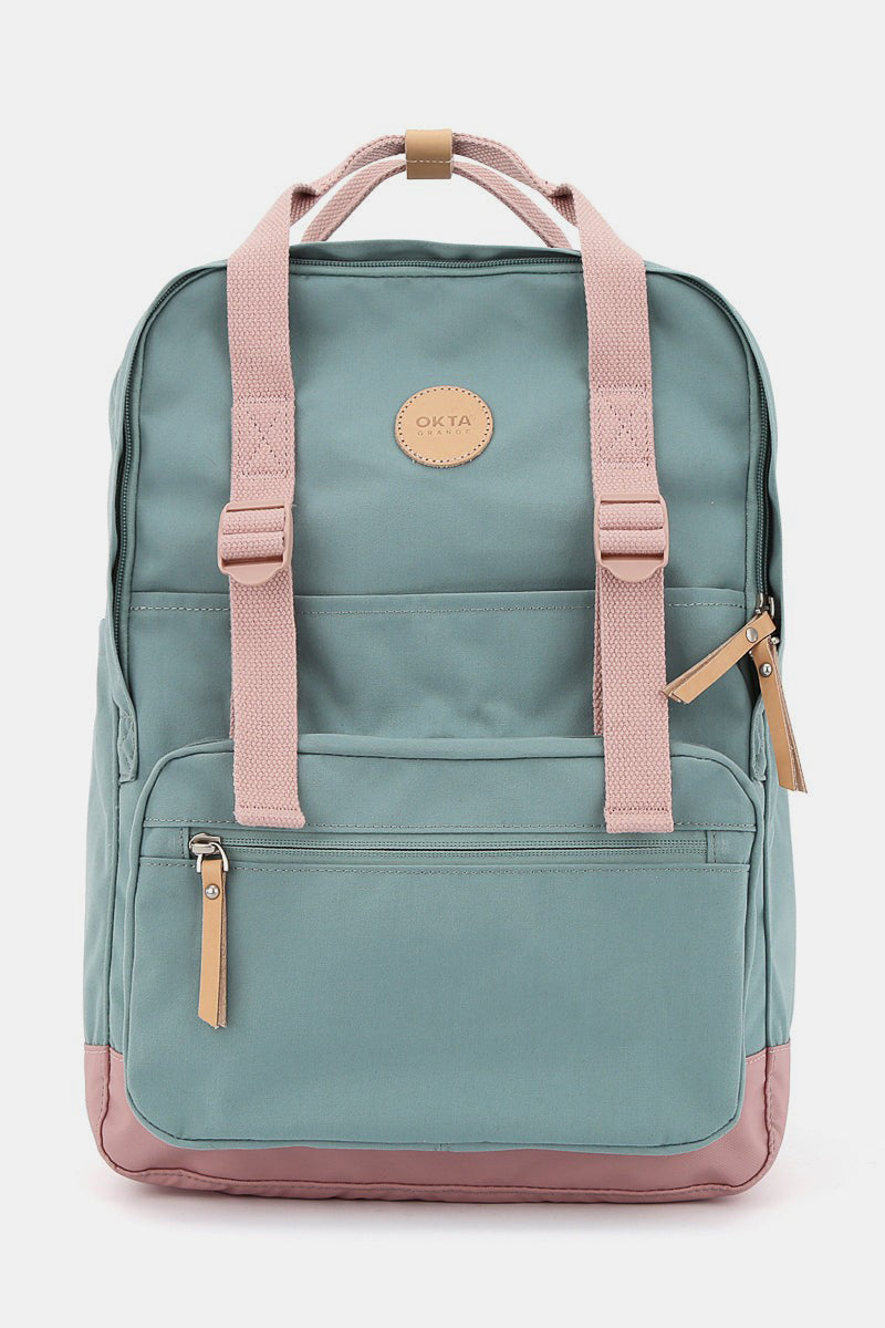Waterproof Canvas Backpack Bag with Side Pockets - Air Force Blue