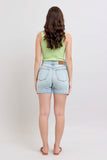 Full Size 2 Button Denim Shorts with Pockets Plus Size