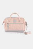 Waterproof Canvas Removable Strap Handbag - Pink/Grey