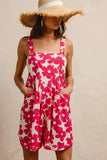 Floral Patterned Sleeveless Romper with Adjustable Straps