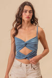Rayon Span Jersey Knit Double Twist Front Cami Top